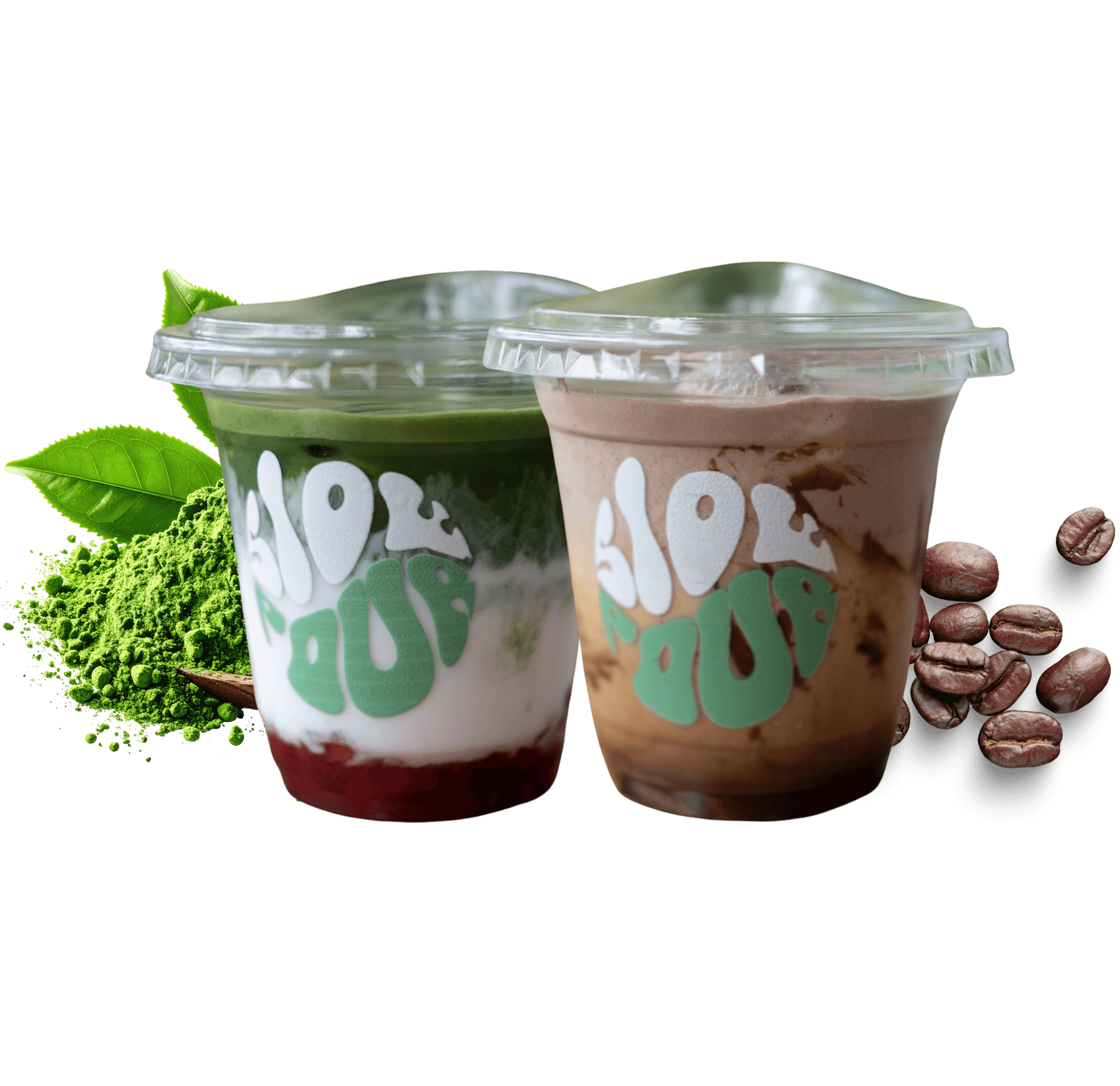 Slow Pour matcha and coffee drinks